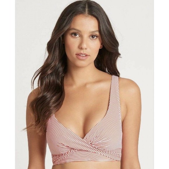 sea level Other - NWT Sea Level Cross Front Multi-Fit Bra Bikini Top Positano Stripe Orange Size 6